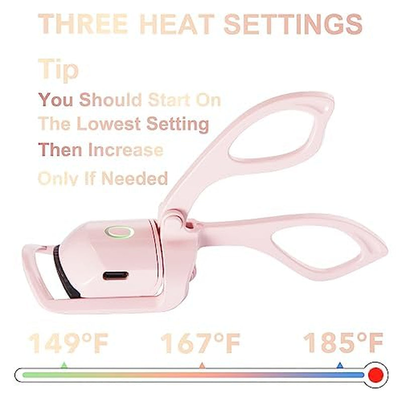 Heated Eyelash Curlers Electric Eye Lash Curler with Mascara or False Eyelash Makeup Comb - Three Heating Modes Create Eye Opening & Lifted and Natural Lashes
