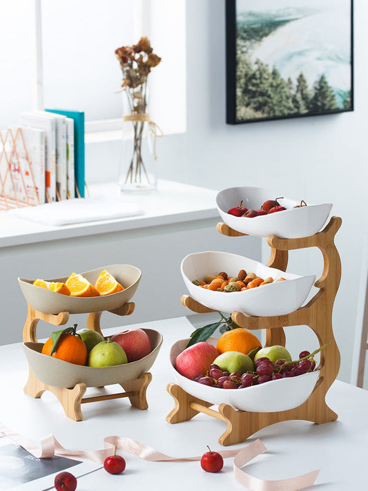 Nordic Ceramic Candy Plate Living Room Household Three Floor Fruit