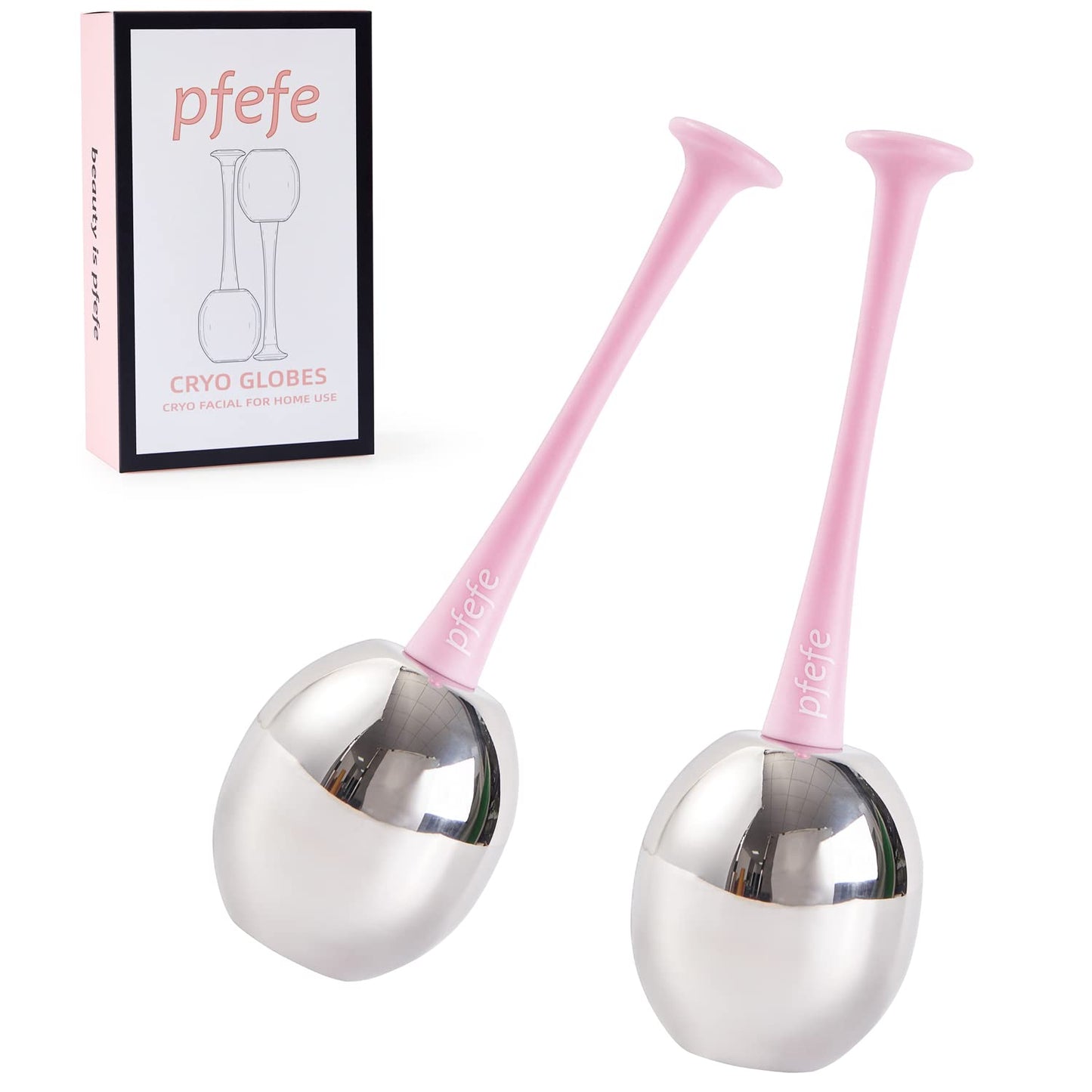 Ice Globes Facial Skin Care Freeze Tools for Women Face & Eyes, Stainless Steel Face Beauty Cryo Sticks Roller for Girls Ladies, Cooling Spa Globes with Storage Case
