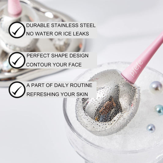 Ice Globes Facial Skin Care Freeze Tools for Women Face & Eyes, Stainless Steel Face Beauty Cryo Sticks Roller for Girls Ladies, Cooling Spa Globes with Storage Case