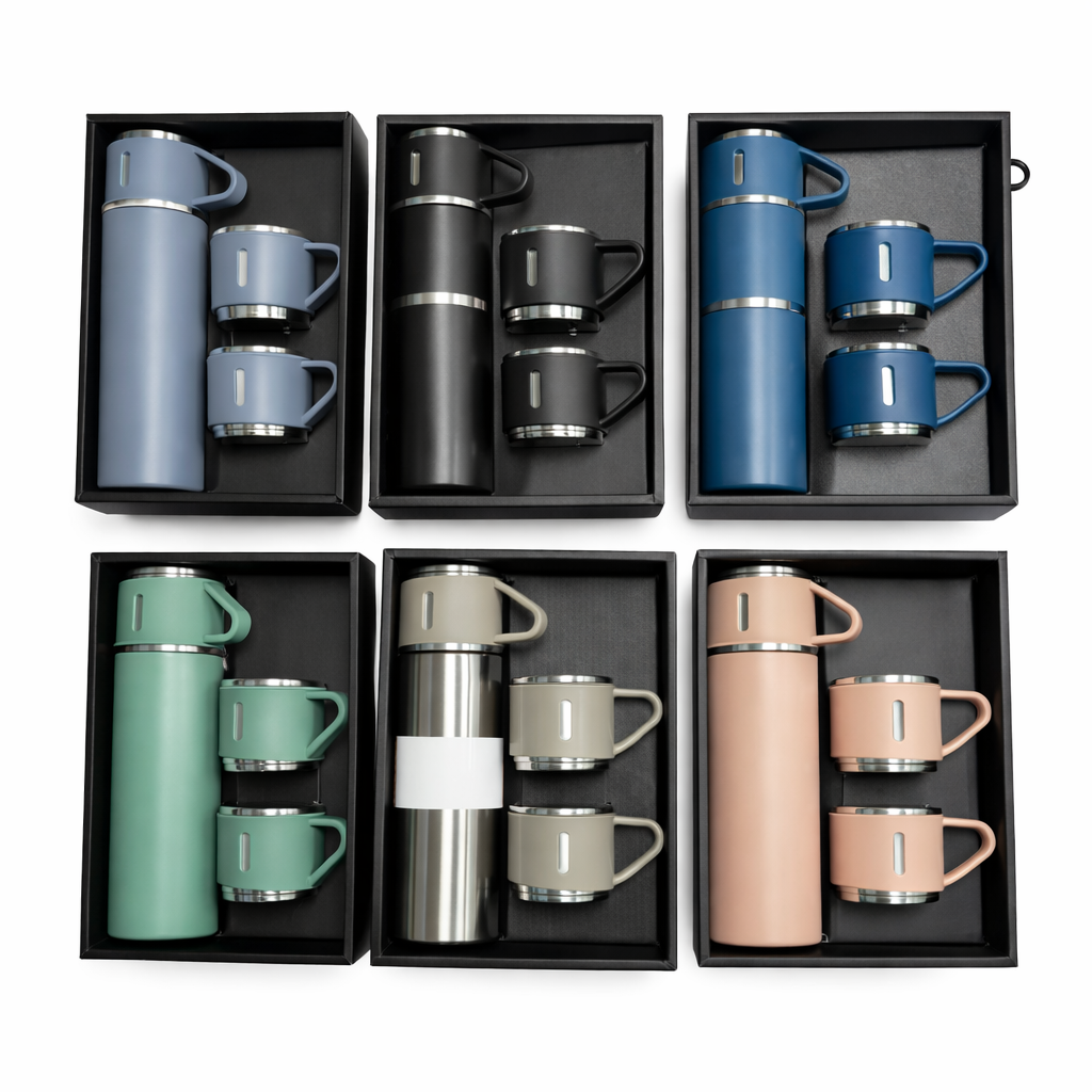 Vacuum Flask Gift Set with 2 Cups Bottle