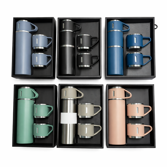 Vacuum Flask Gift Set with 2 Cups Bottle